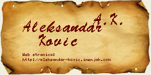 Aleksandar Ković vizit kartica